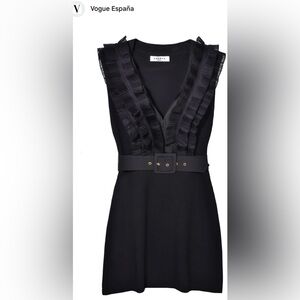 NWOT Sandro Paris Pleated & Belted Mini Dress with Ruffle | Size 1 (US Size 2)